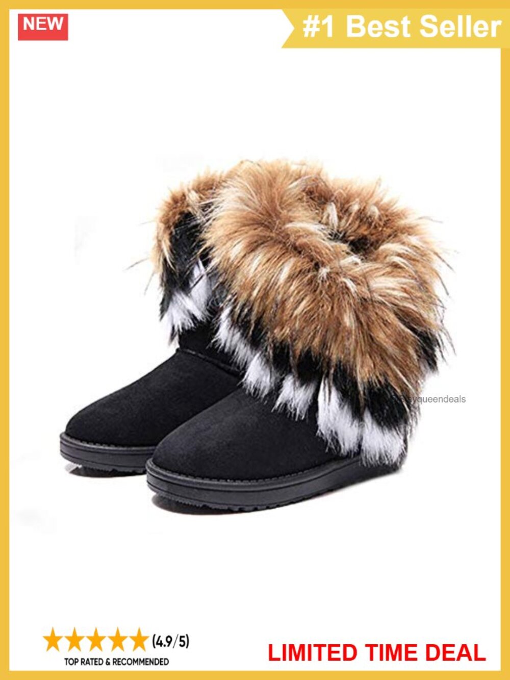 Faux Suede Faux Fur Tassel Ankle Winter Snow Boots